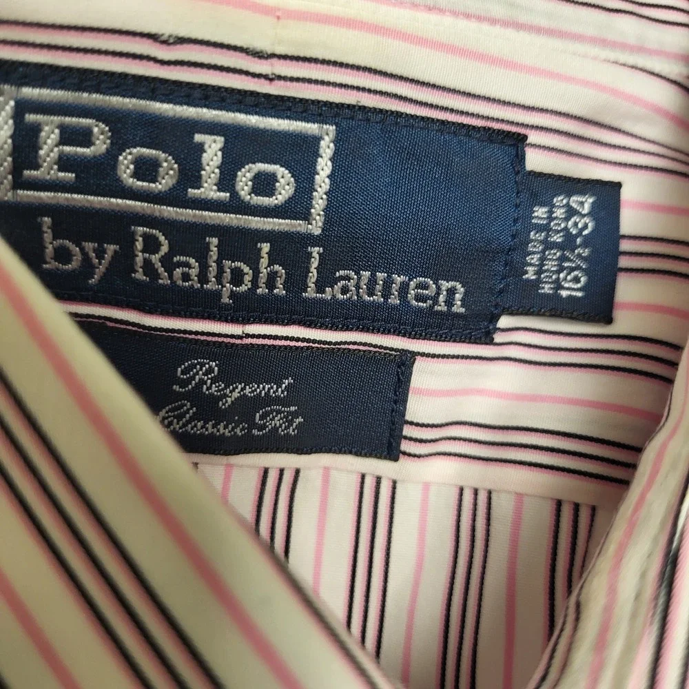 Polo by Ralph Lauren Mens 16.5 -34‎ Regent Classic Fit Striped Dress Shirt  Pony